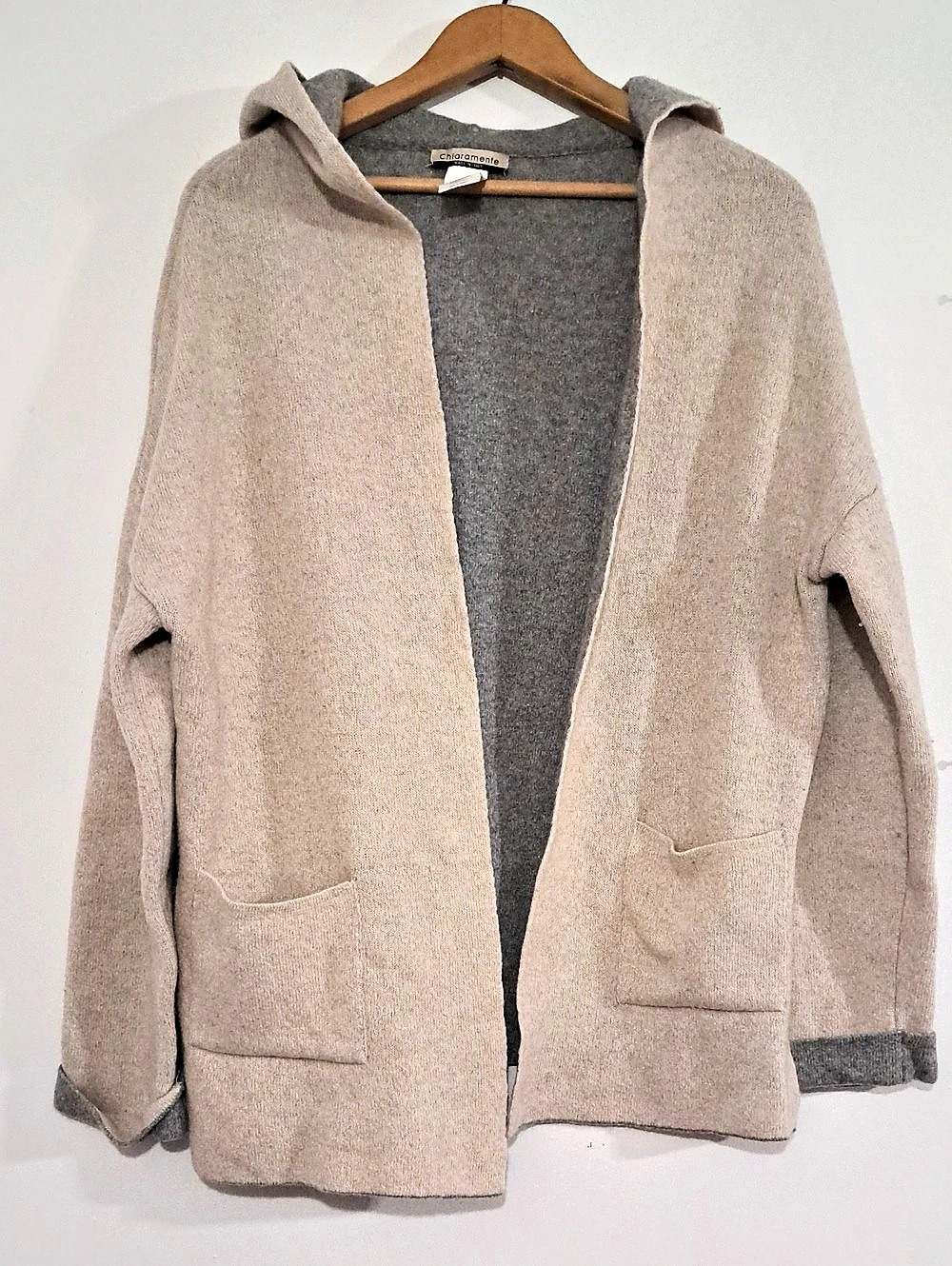 Chiaramente Hooded Wool Blend Cardigan Large Like New